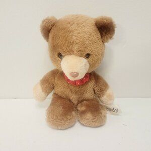 Vtg Russ Teddy Brown Plush Bear No 259 Red Bow Tie Stuffed Animal Toy